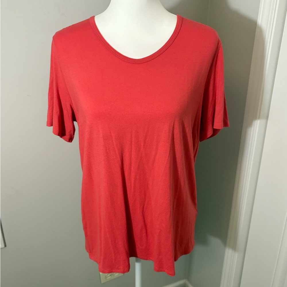 Eileen Fisher viscose jersey v-neck t-shirt.